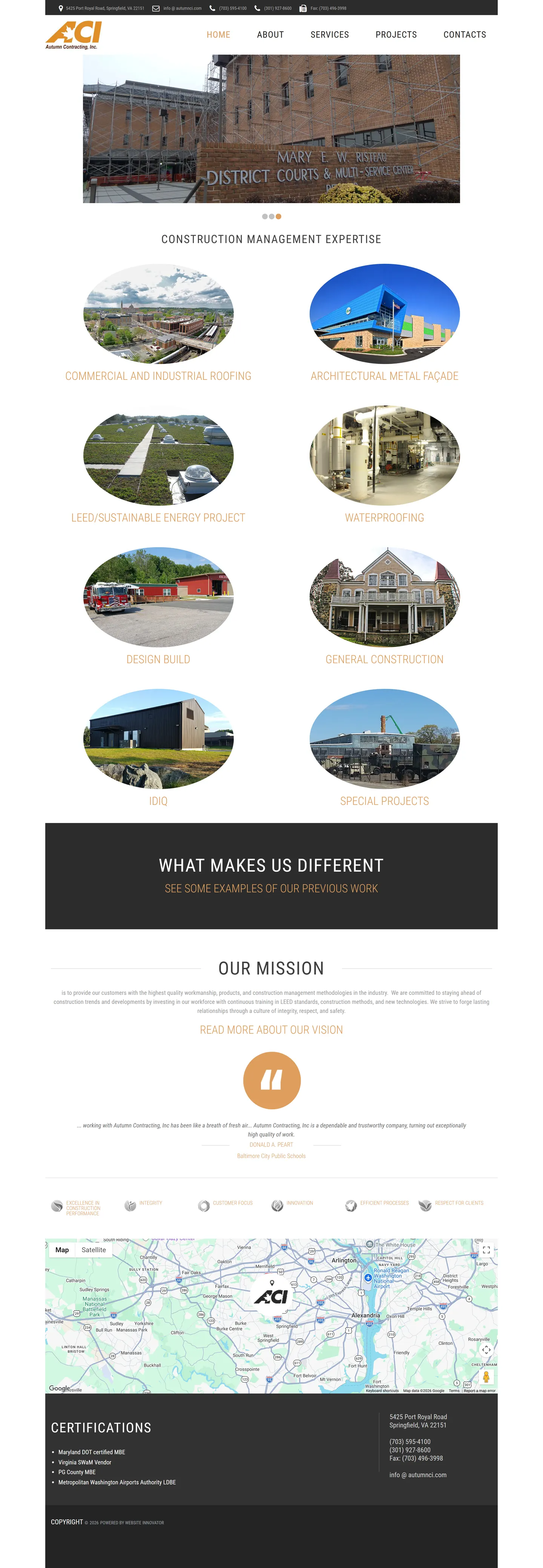 Autumn Contracting Inc. website