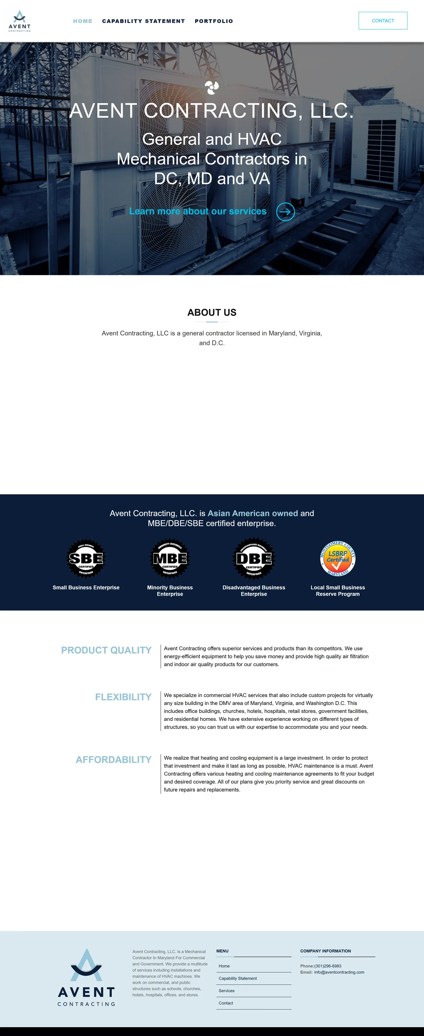 AVENT Contracting, LLC website