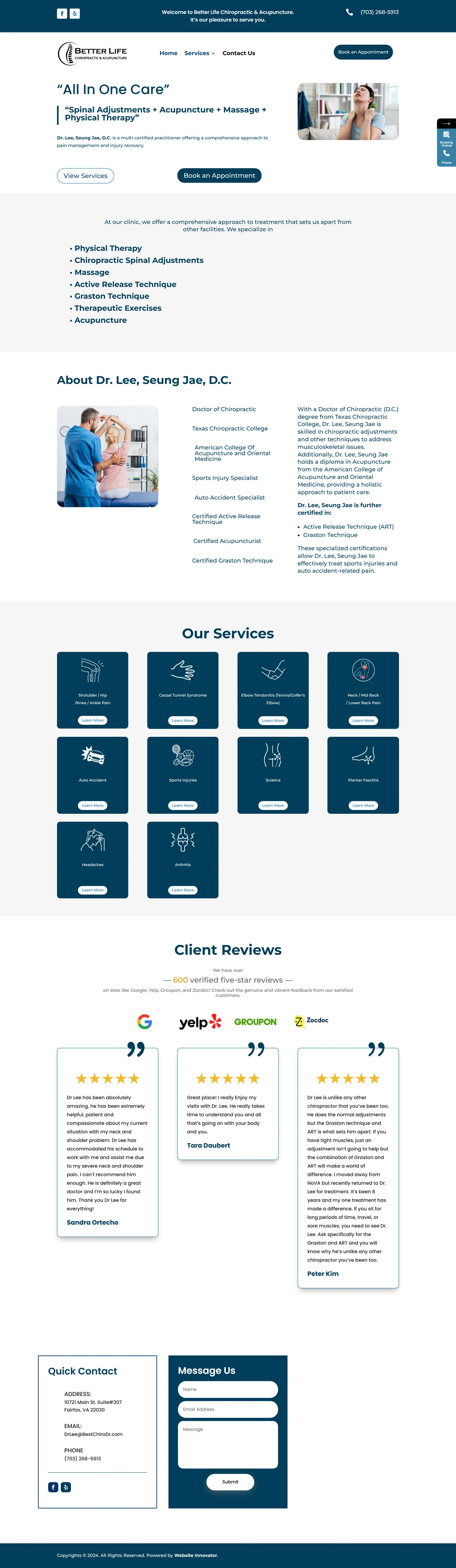 Better Life Chiropractic & Acupuncture website