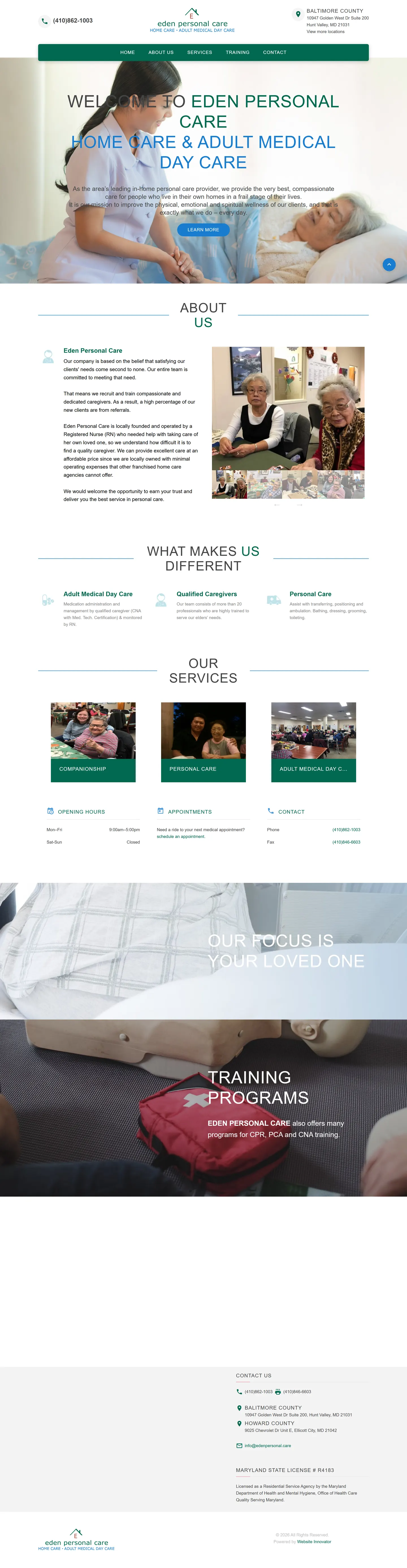 Eden Personal Care website