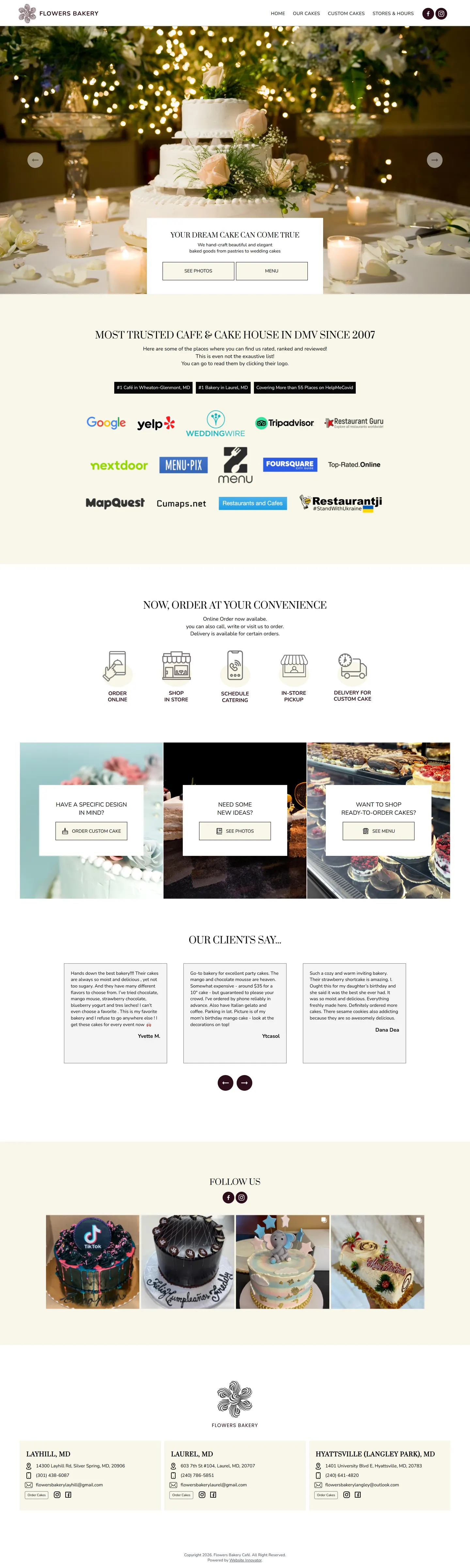 Flowers Bakery Café website