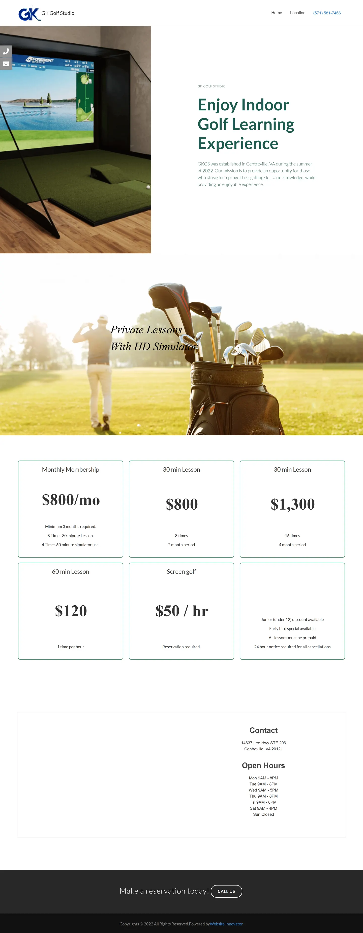 GK Golf Studio website