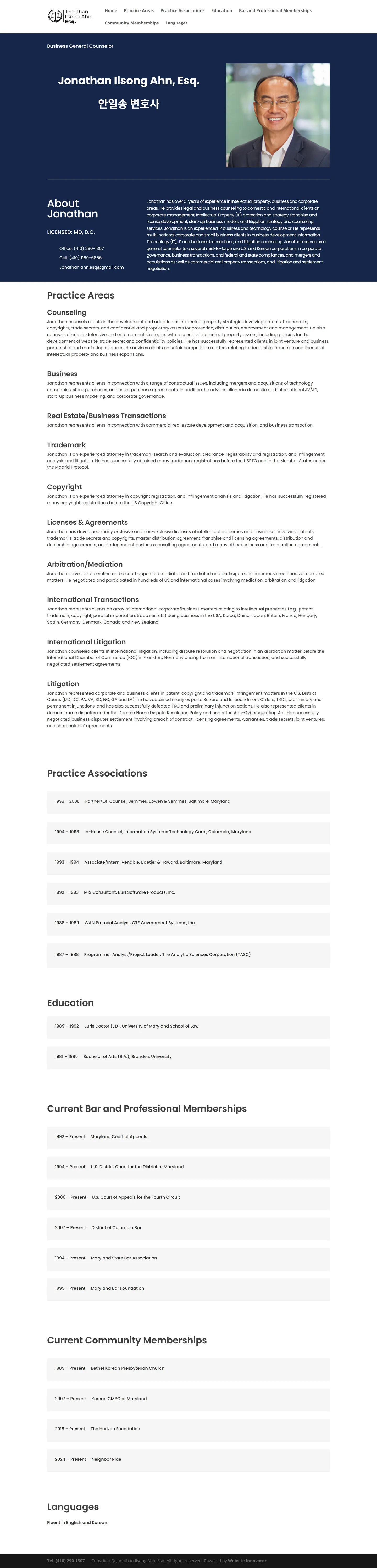Jonathan Ahn, Esq. website