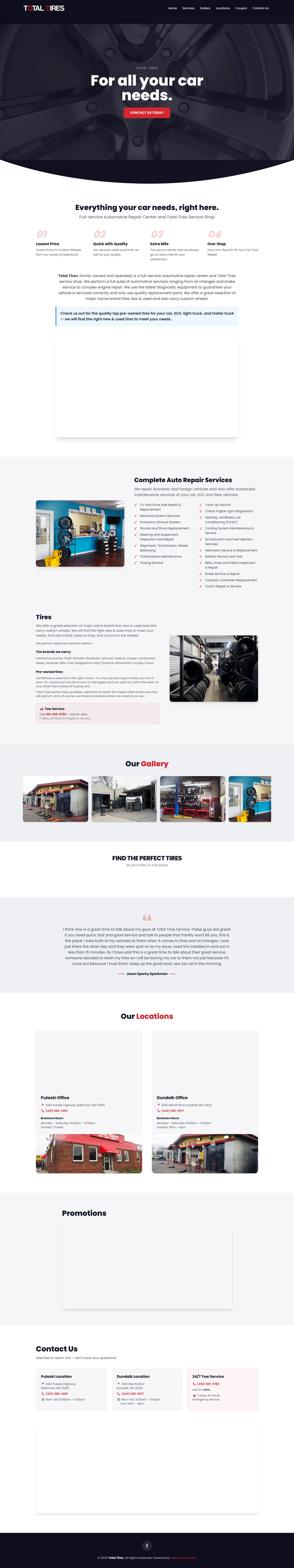 Total Tires Maryland website